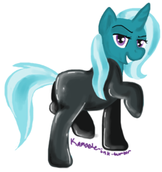 Size: 714x756 | Tagged: safe, artist:kamaete-ink, trixie, pony, unicorn, g4, catsuit, horn, simple background, sneaking suit, solo