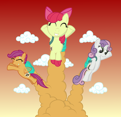 Size: 1953x1886 | Tagged: safe, artist:arctic-lux, apple bloom, scootaloo, sweetie belle, g4, cutie mark crusaders, jetpack