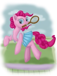 Size: 600x800 | Tagged: safe, artist:unicornbubbles, pinkie pie, earth pony, pony, g4, clothes, female, skirt, solo, tennis