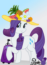 Size: 5100x7020 | Tagged: safe, artist:predo50, rarity, pony, g4, absurd resolution, hat, luggage, solo