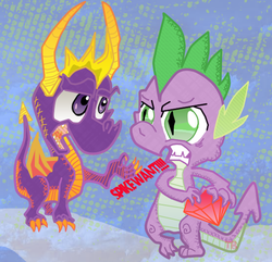 Size: 555x536 | Tagged: safe, artist:choiceswag, artist:yellowgear, spike, g4, crossover, spyro the dragon, spyro the dragon (series)
