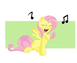 Size: 723x596 | Tagged: safe, artist:nikkuwalkanov, fluttershy, pony, g4, eyes closed, female, music notes, singing, solo