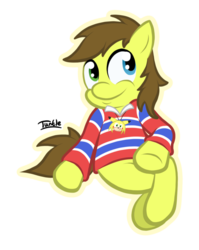 Size: 600x753 | Tagged: safe, artist:psychoticturtle, chris chan, clothes, male, ponified, simple background, sitting, solo, sonichu, transparent background