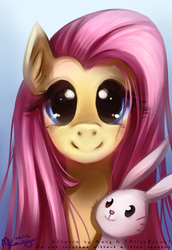 Size: 500x726 | Tagged: safe, artist:felynea, angel bunny, fluttershy, g4