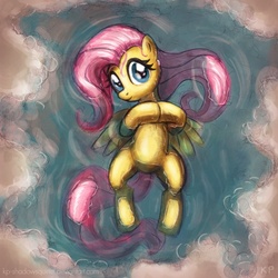 Size: 1000x1000 | Tagged: safe, artist:kp-shadowsquirrel, fluttershy, pony, g4, bathing, female, on back, solo, water