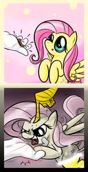 Size: 1100x2150 | Tagged: safe, artist:sunyup, discord, fluttershy, g4, discorded, feeding