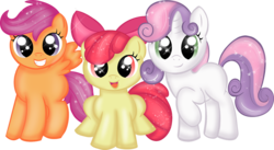 Size: 900x493 | Tagged: safe, artist:rayodragon, apple bloom, scootaloo, sweetie belle, pony, g4, cutie mark crusaders, shiny, simple background, transparent background
