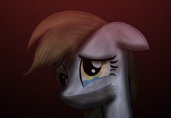 Size: 1500x1032 | Tagged: safe, artist:metadragonart, derpy hooves, pegasus, pony, g4, crying, female, gag, mare, solo, tape, tape gag