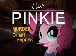 Size: 1053x778 | Tagged: safe, pinkie pie, g4, bowtie, moustache, parody, pixiv, poirot, warfstache