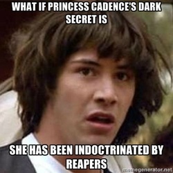 Size: 400x400 | Tagged: safe, princess cadance, g4, conspiracy keanu, exploitable meme, indoctrinated, mass effect, meme