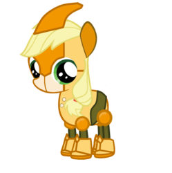 Size: 892x896 | Tagged: safe, artist:thebigapple, applejack, pony, robot, robot pony, g4, crossover, emerl, gizoid, simple background, sonic battle, sonic the hedgehog (series), transparent background