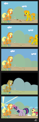 Size: 1024x3200 | Tagged: safe, artist:mafon, apple bloom, applejack, twilight sparkle, oc, g4, comic