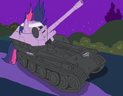 Size: 1280x994 | Tagged: safe, artist:alvchfokarev, twilight sparkle, tank pony, g4, ambiguous gender, eyepatch, future twilight, pony tank, solo, tank (vehicle)