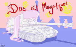 Size: 1280x800 | Tagged: safe, artist:alvchfokarev, fleur-de-lis, g4, ambiguous gender, pony tank, solo, tank (vehicle)
