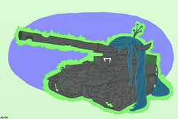 Size: 1581x1062 | Tagged: safe, artist:alvchfokarev, queen chrysalis, g4, duo, pony tank, tank (vehicle)