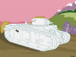 Size: 1600x1200 | Tagged: safe, artist:alvchfokarev, bulk biceps, g4, char b1, duo, pony tank, tank (vehicle)