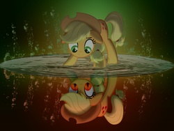 Size: 1600x1200 | Tagged: safe, artist:metadragonart, applejack, earth pony, pony, g4, duality, duo, reflection