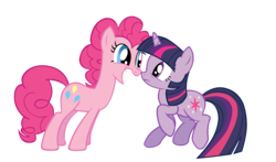 Size: 5176x3048 | Tagged: safe, artist:daydreamsyndrom, pinkie pie, twilight sparkle, g4, high res, scared, simple background, transparent background, vector