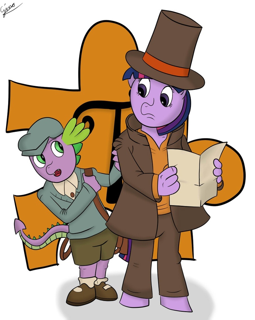 76178 safe, artistgino456, spike, twilight sparkle, anthro, g4