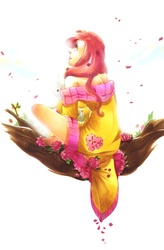 Size: 786x1200 | Tagged: safe, artist:pirate-pet, fluttershy, human, g4, barefoot, clothes, dress, feet, humanized