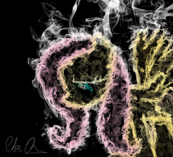 Size: 5500x5000 | Tagged: safe, artist:sukebei, fluttershy, g4, absurd resolution, smoke