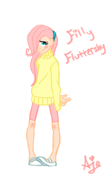 Size: 750x1200 | Tagged: safe, artist:amandaje, fluttershy, human, g4, clothes, female, flattershy, humanized, skinny, solo, sweater, sweatershy, thin