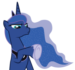 Size: 3353x3118 | Tagged: safe, artist:bigccv, princess luna, pony, g4, disapproval, female, high res, raised hoof, simple background, sitting, solo, transparent background, vector