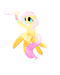 Size: 789x992 | Tagged: safe, artist:banananamilk, fluttershy, pegasus, pony, g4, female, looking at something, mare, reaching, simple background, solo, spread wings, white background, wings, wings down