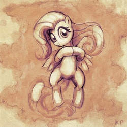 Size: 800x800 | Tagged: safe, artist:kp-shadowsquirrel, fluttershy, pony, g4, bathing, female, solo, water