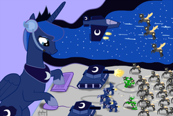 Size: 1152x776 | Tagged: safe, artist:phallen1, princess luna, gamer luna, g4, tank (vehicle)