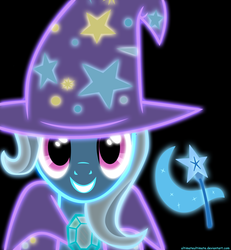 Size: 3000x3252 | Tagged: safe, artist:zantyarz, edit, trixie, pony, unicorn, g4, female, high res, mare, neon, smiling, solo, wallpaper