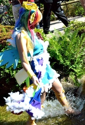 Size: 433x640 | Tagged: safe, artist:kuro-chii, rainbow dash, human, g4, clothes, cosplay, dress, gala dress, irl, irl human, photo, solo