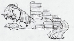 Size: 3182x1776 | Tagged: safe, artist:thesolitarysandpiper, twilight sparkle, g4, book, sketch