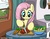 Size: 825x638 | Tagged: safe, artist:latecustomer, fluttershy, pegasus, pony, g4, carrot, cutting, dexterous hooves, female, salad, solo, tomato