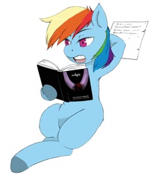 Size: 805x915 | Tagged: safe, artist:kevinsano, rainbow dash, pony, g4, book, female, reading, solo, twilight (series)