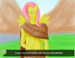 Size: 1500x1165 | Tagged: safe, artist:flowersimh, fluttershy, anthro, g4, civilization, civilization v, crossover, duo, gandhi, nuclear gandhi