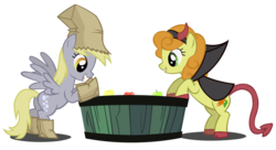 Size: 4500x2456 | Tagged: safe, artist:dipi11, carrot top, derpy hooves, golden harvest, earth pony, pegasus, pony, g4, luna eclipsed, my little pony: friendship is magic, season 2, costume, female, lesbian, literal hoof shoes, mare, ship:derpytop, shipping, simple background, transparent background, vector