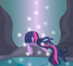 Size: 2000x1818 | Tagged: safe, artist:dazed-and-wandering, twilight sparkle, pony, unicorn, g4, crying, floppy ears, hidden eyes, lonely, looking down, sad, solo, unicorn twilight