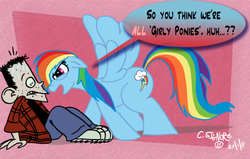 Size: 1000x635 | Tagged: safe, artist:qwertypictures, rainbow dash, g4, crossover, foster's home for imaginary friends, male, terrence