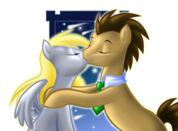 Size: 2228x1649 | Tagged: safe, artist:moostargazer, derpy hooves, doctor whooves, time turner, earth pony, pegasus, pony, g4, female, kissing, male, mare, ship:doctorderpy, shipping, simple background, stallion, straight, transparent background, wingboner