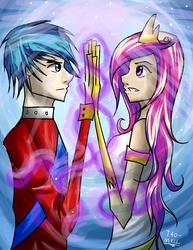 Size: 3000x3876 | Tagged: safe, artist:tao-mell, princess cadance, shining armor, human, g4, duo, high res, humanized, skinny, thin