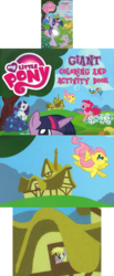 Size: 1024x2493 | Tagged: safe, applejack, derpy hooves, fluttershy, pinkie pie, rainbow dash, rarity, spike, twilight sparkle, frog, pegasus, pony, g4, official, book, book cover, cover, female, mare, merchandise, my little pony logo