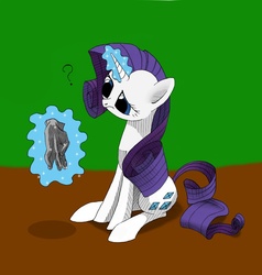 Size: 1390x1460 | Tagged: safe, artist:underpable, rarity, pony, g4, clothes, confused, female, gloves, magic, solo, telekinesis, unsure