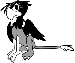 Size: 912x767 | Tagged: safe, artist:php27, gilda, griffon, g4, black and white cartoon, female, old timey, retro, rubber hose animation, simple background, solo, transparent background