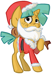 Size: 534x763 | Tagged: safe, artist:php27, snails, pony, unicorn, g4, christmas, clothes, costume, fake beard, hat, hearth's warming eve, holiday, male, santa beard, santa costume, santa hat, simple background, solo, transparent background