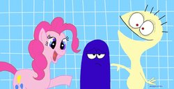 Size: 600x309 | Tagged: safe, artist:okiegurl1981, pinkie pie, g4, bloo (foster's), cheese, cheese (foster's home for imaginary friends), crossover, foster's home for imaginary friends, male