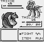 Size: 150x144 | Tagged: safe, artist:renaturnip, trixie, twilight sparkle, g4, gif, non-animated gif, pokémon