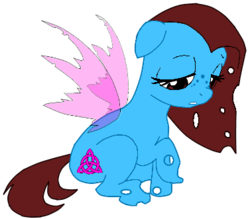 Size: 377x331 | Tagged: safe, artist:kitsamoon, oc, oc only, changeling, blue changeling, witch