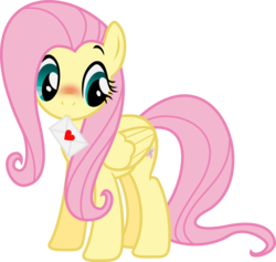 Size: 6333x6000 | Tagged: safe, artist:yoshimon1, fluttershy, pony, g4, absurd resolution, blushing, love letter, simple background, solo, transparent background, vector