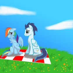 Size: 2000x2000 | Tagged: safe, artist:sitah22, rainbow dash, soarin', g4, blushing, female, high res, male, ship:soarindash, shipping, straight